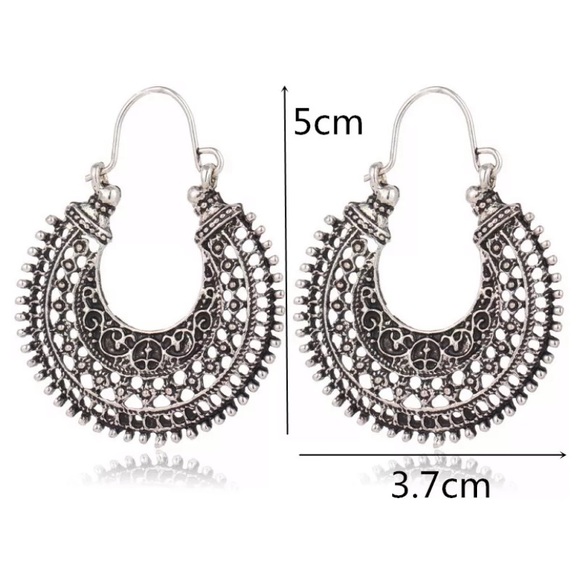 5/$25 Silver Filigree Antique Statement Earrings - Picture 2 of 5